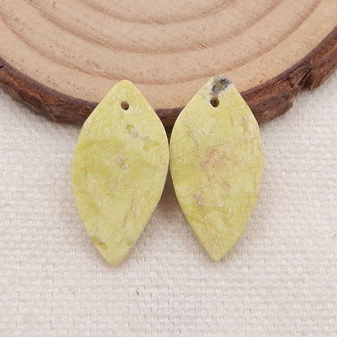 Natural Serpentine Carved leaf Earring Beads 23x12x5mm, 3.0g