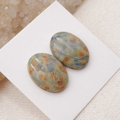 Natural Chrysocolla Cabochons Paired 18x13x5mm, 3.2g