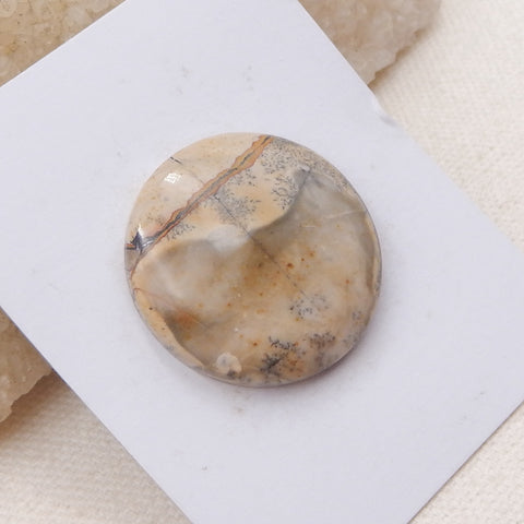 Cabochon rond en jaspe Chohua marron naturel, 30x6mm, 9.3g