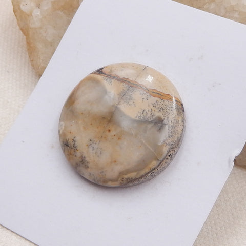 Cabochon rond en jaspe Chohua marron naturel, 30x6mm, 9.3g