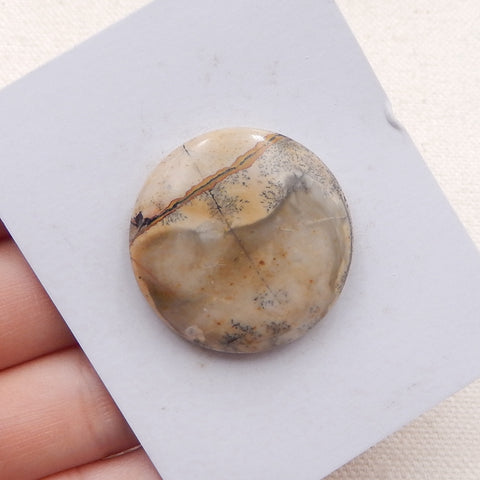 Cabochon rond en jaspe Chohua marron naturel, 30x6mm, 9.3g