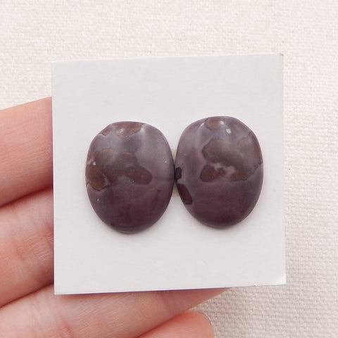 1 paire de cabochons à dos plat en jaspe Chohua naturel, 19 x 15 x 4 mm, 3,9 g