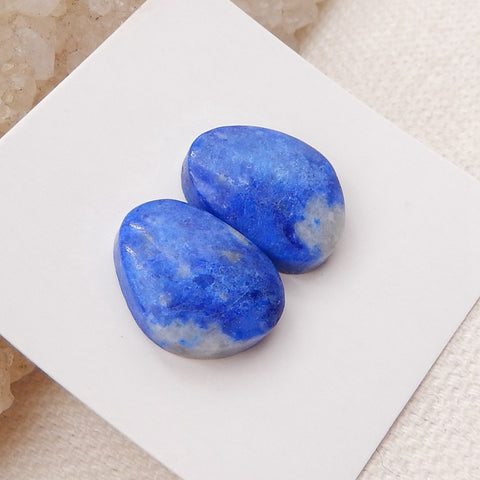 Paire de cabochons à dos plat en lapis-lazuli bleu naturel, 15x11x4 mm, 2,6 g