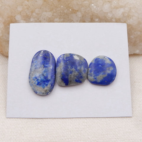 3 PCS Natural Lapis Lazuli Cabochons 25x13x4mm, 17x16x4mm, 7.0g