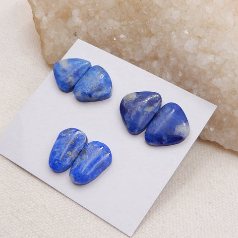 3 Pairs Natural Lapis Lazuli Cabochons 17x13x4mm, 12x11x4mm, 8.0g