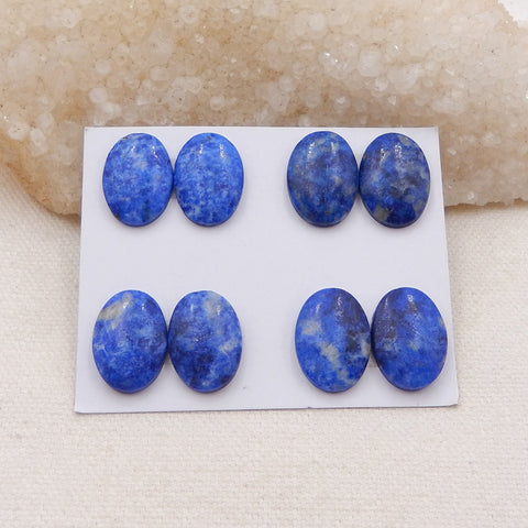 4 Pairs Natural Lapis Lazuli Cabochons 18x13x5mm, 14.1g