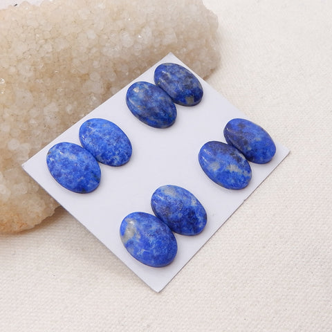 4 Pairs Natural Lapis Lazuli Cabochons 18x13x5mm, 14.1g