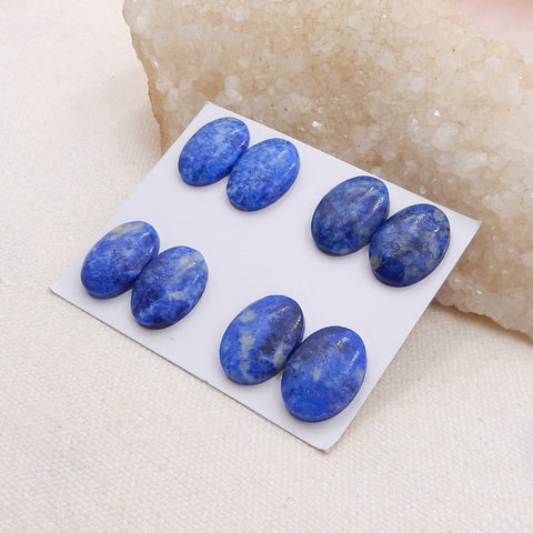 4 Pairs Natural Lapis Lazuli Cabochons 18x13x5mm, 14.1g