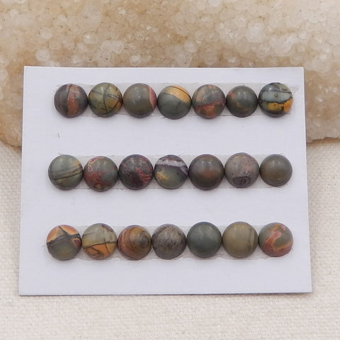 21 PCS Natural Red Creek Jasper Cabochons 8x8x4mm, 7.7g