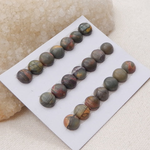 21 PCS Natural Red Creek Jasper Cabochons 8x8x4mm, 7.7g