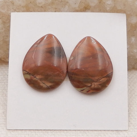 Natural Mushroom Jasper Cabochons Paired 19x15x4mm, 2.8g