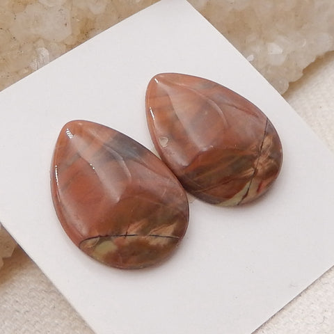 Natural Mushroom Jasper Cabochons Paired 19x15x4mm, 2.8g