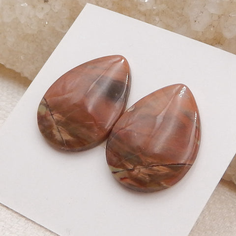 Natural Mushroom Jasper Cabochons Paired 19x15x4mm, 2.8g