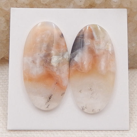 Natural Mushroom Jasper Cabochons Paired 29x15x4mm, 4.6g