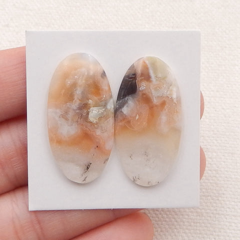 Natural Mushroom Jasper Cabochons Paired 29x15x4mm, 4.6g