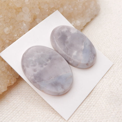 Natural Purple Agate Cabochons Paired 25x18x4mm, 6.5g