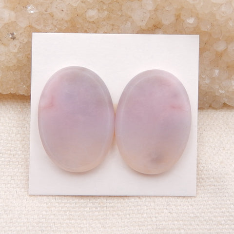 1 paire de cabochons ovales à dos plat en agate violette, 25 x 18 x 4 mm, 6,7 g