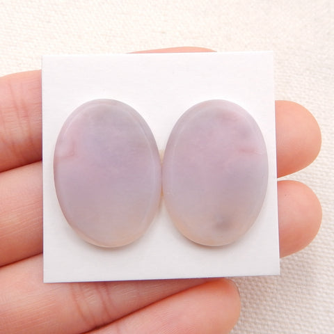 1 paire de cabochons ovales à dos plat en agate violette, 25 x 18 x 4 mm, 6,7 g