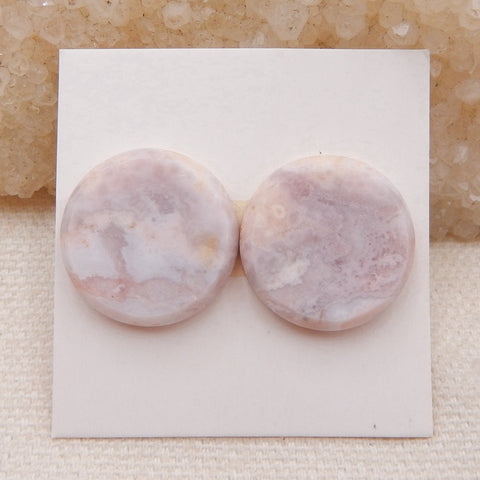 1 paire de cabochons ronds à dos plat en agate violette, 18 x 4 mm, 4,4 g