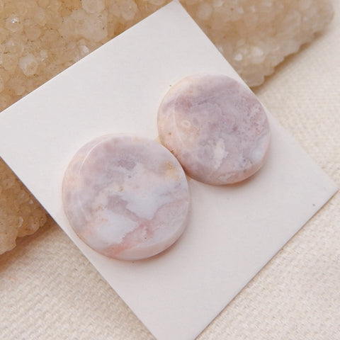 1 paire de cabochons ronds à dos plat en agate violette, 18 x 4 mm, 4,4 g