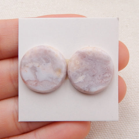 1 paire de cabochons ronds à dos plat en agate violette, 18 x 4 mm, 4,4 g