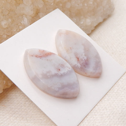 1 paire de cabochons à dos plat en agate violette marquise, 25 x 15 x 4 mm, 4,8 g