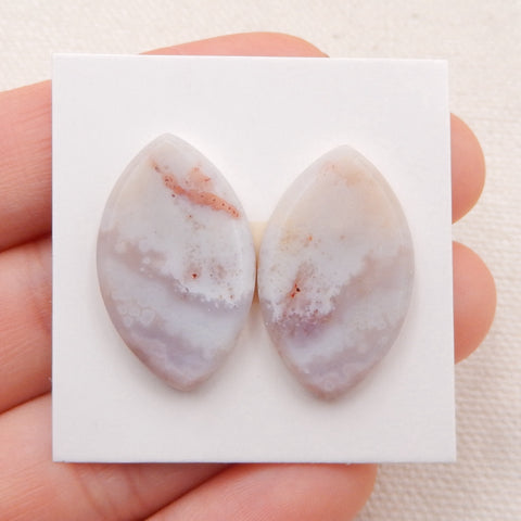 1 paire de cabochons à dos plat en agate violette marquise, 25 x 15 x 4 mm, 4,8 g