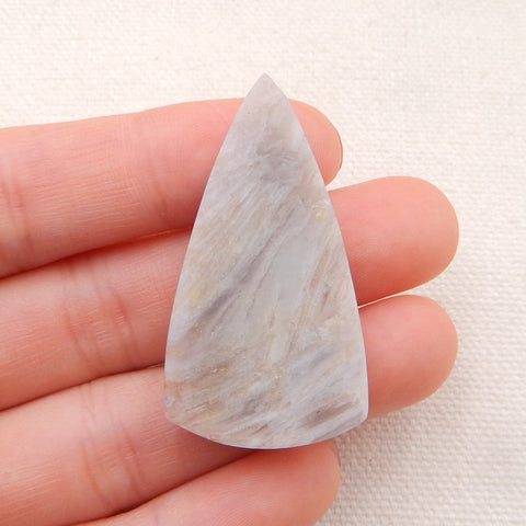 Cabochon à dos plat en agate de bambou triangle naturel, 41x22x8 mm, 10,5 g