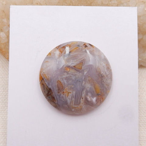 Cabochon rond en agate de bambou multicolore naturel, 31x6mm, 8.8g