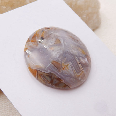 Cabochon rond en agate de bambou multicolore naturel, 31x6mm, 8.8g