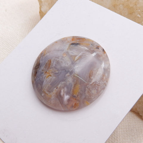 Natural Bamboo Agate Cabochon 31x6mm, 8.8g