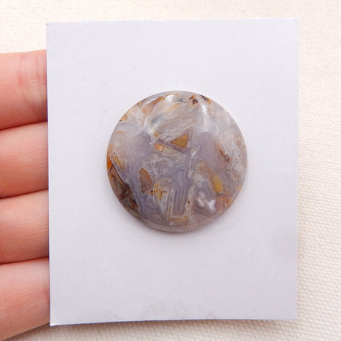 Natural Bamboo Agate Cabochon 31x6mm, 8.8g