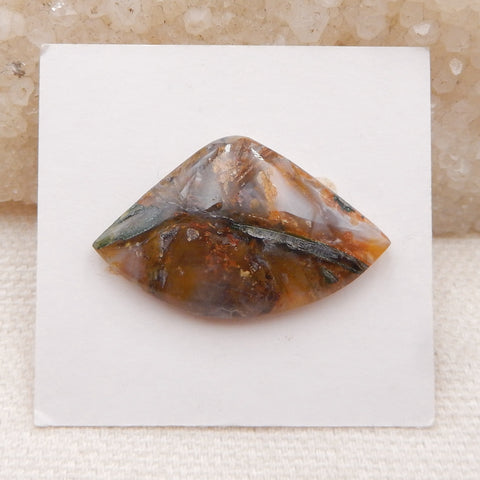 Cabochon Flatback en Agate de Bambou Multicolore Naturelle, 30x18x5mm, 3.5g