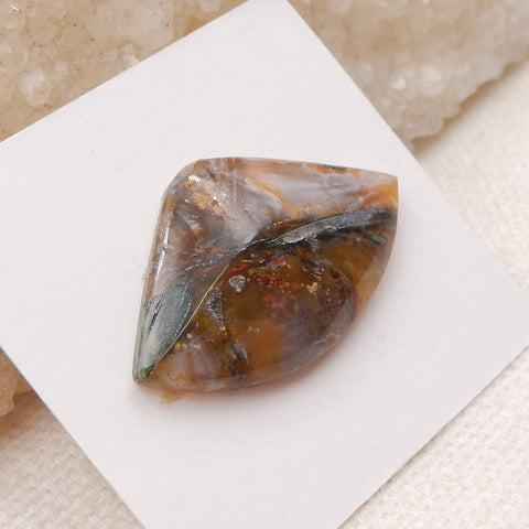 Cabochon Flatback en Agate de Bambou Multicolore Naturelle, 30x18x5mm, 3.5g