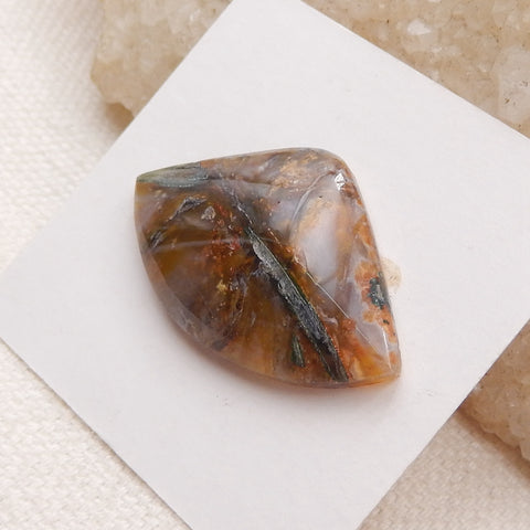 Natural Bamboo Agate Cabochon 30x18x5mm, 3.5g