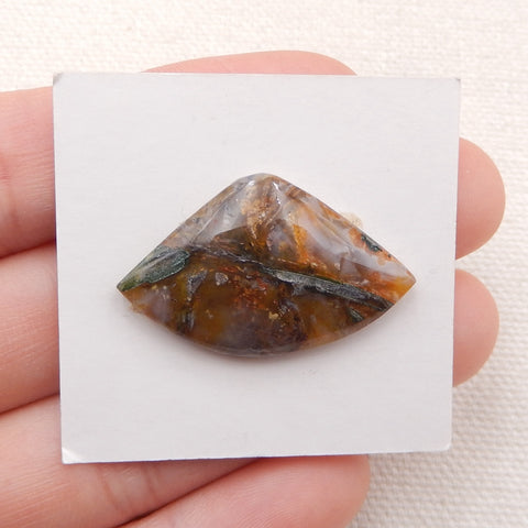 Cabochon Flatback en Agate de Bambou Multicolore Naturelle, 30x18x5mm, 3.5g