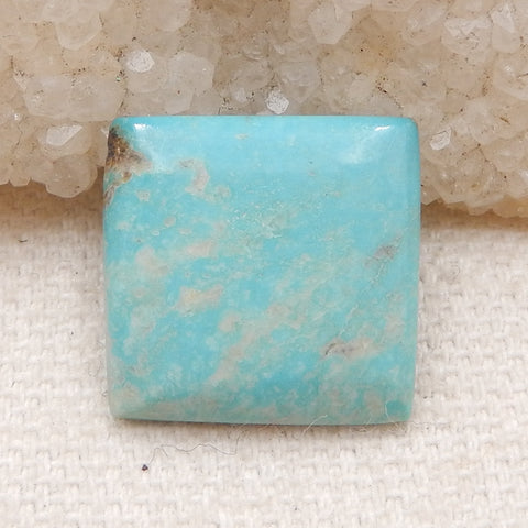 天然方形蓝色绿松石平底凸圆形，16x16x3mm，1.4g