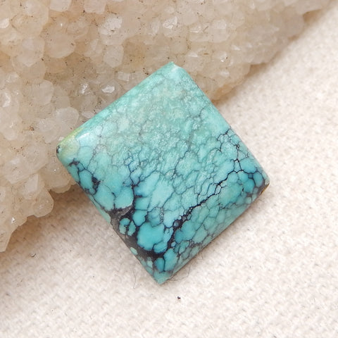 Cabochon Naturel Carré Bleu Turquoise Dos Plat, 16x16x3mm, 1.5g