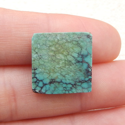 Cabochon Naturel Carré Bleu Turquoise Dos Plat, 16x16x3mm, 1.5g