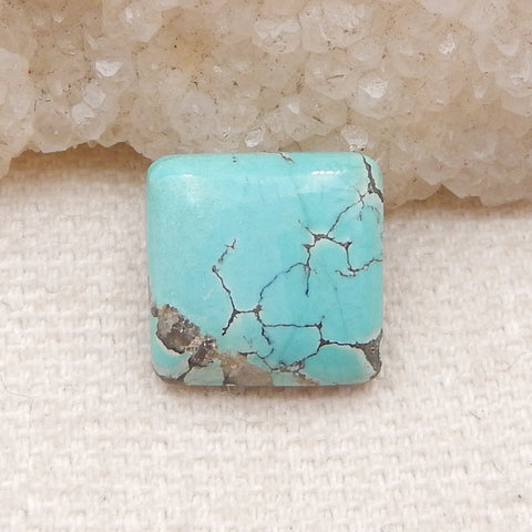 Cabochon carré bleu turquoise naturel à dos plat, 12x12x3mm, 1.0g