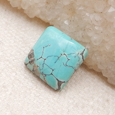 Cabochon carré bleu turquoise naturel à dos plat, 12x12x3mm, 1.0g