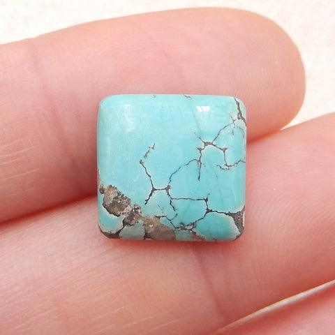 Cabochon carré bleu turquoise naturel à dos plat, 12x12x3mm, 1.0g