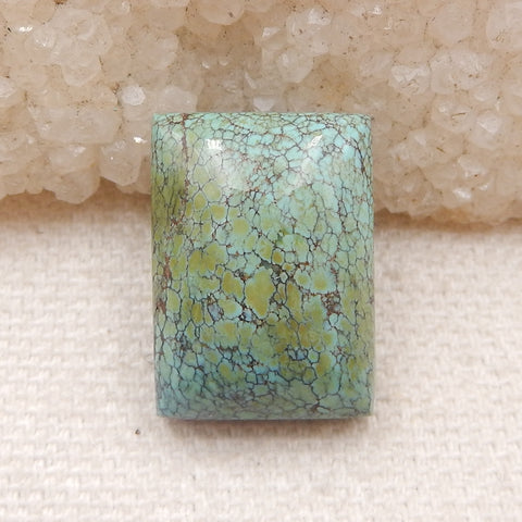 Cabochon Rectangulaire Vert Turquoise Naturel à Dos Plat, 18x13x6mm, 3.2g