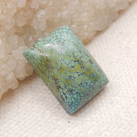 天然长方形绿松石平底凸圆形，18x13x6mm，3.2g