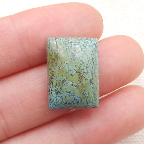 天然长方形绿松石平底凸圆形，18x13x6mm，3.2g