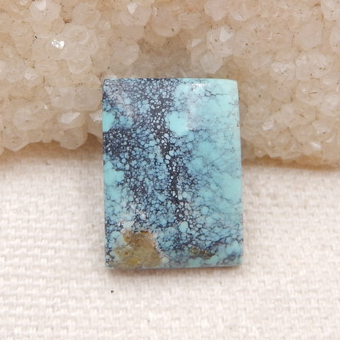 天然矩形蓝色绿松石平底凸圆形，18x13x4mm，1.9g