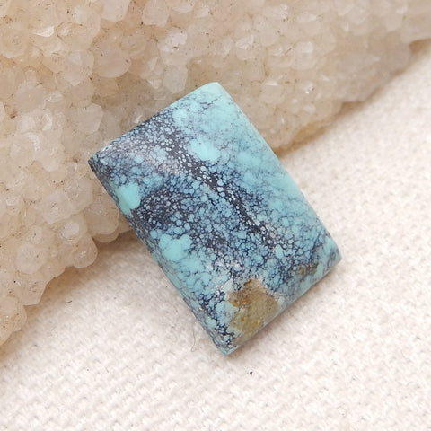 天然矩形蓝色绿松石平底凸圆形，18x13x4mm，1.9g