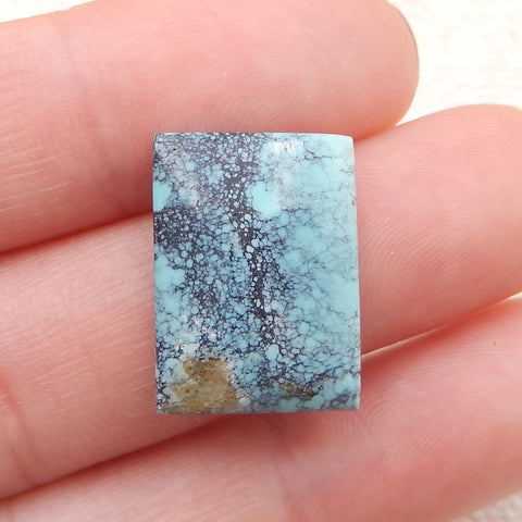 Cabochon à dos plat bleu turquoise rectangle naturel, 18x13x4mm, 1.9g