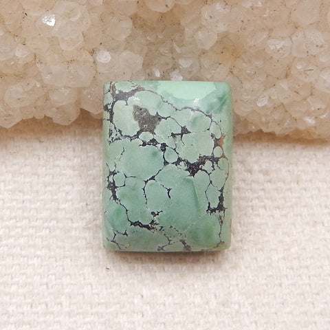 天然长方形绿松石平底凸圆形，16x12x6mm，2.3g