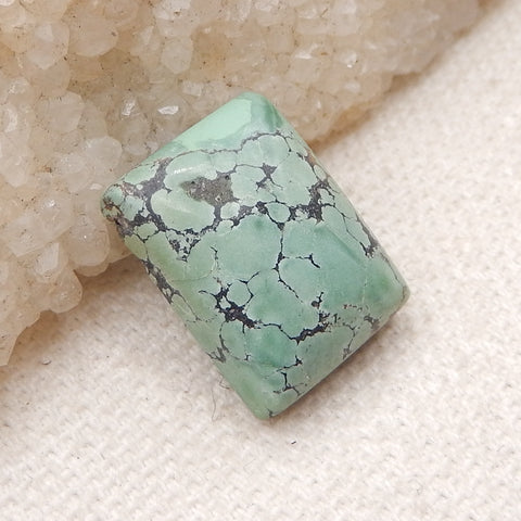 天然长方形绿松石平底凸圆形，16x12x6mm，2.3g